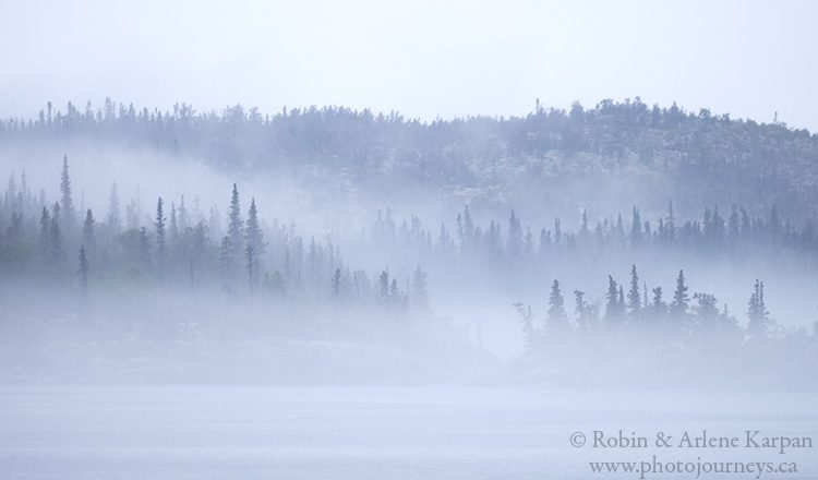Islands in the fog, Lake Athabasca, Saskatchewan