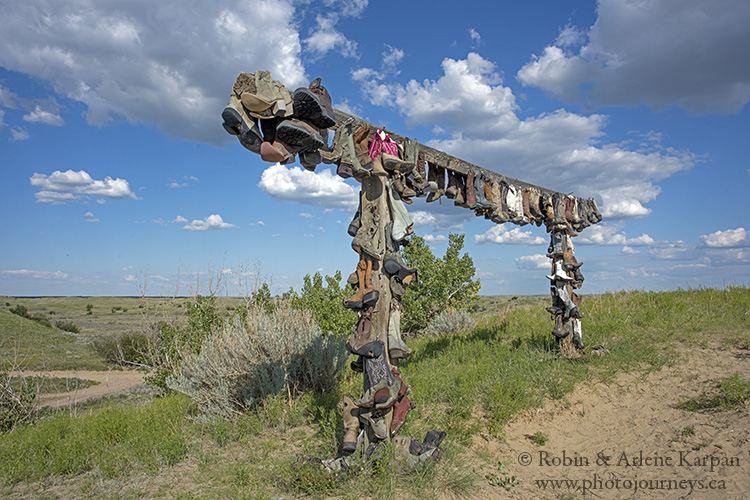 Boots on rack, Great Sand Hills, SK