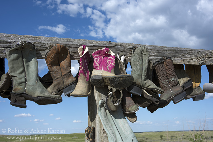 Boots on rack, Great Sand Hills, SK