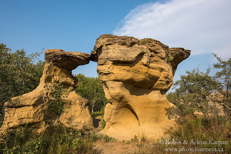 Sandstone formations near Souris River Valley at Roche Percee, Saskatchewan