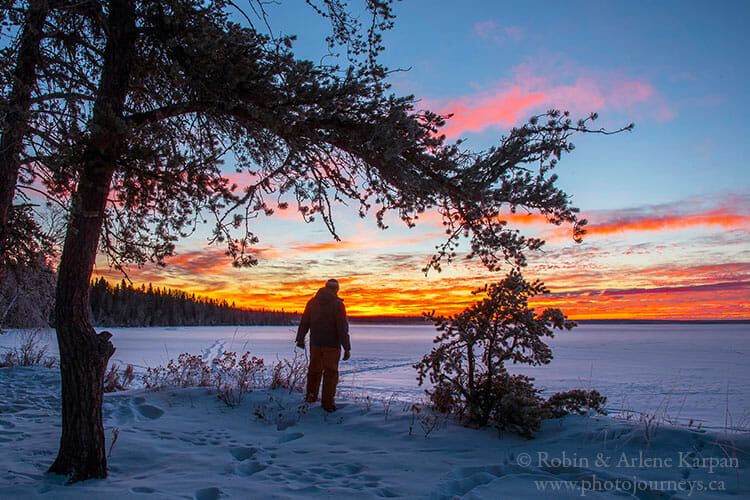 Sunrise, Waskesiu Lake, Saskatchewan, winter photography