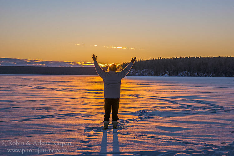 Waskesiu Lake sunset, Prince Albert National Park, Saskatchewan, winter