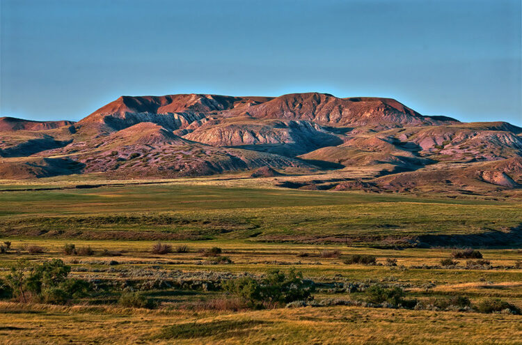 70 Mile Butte at sunset, Grasslands National Park.