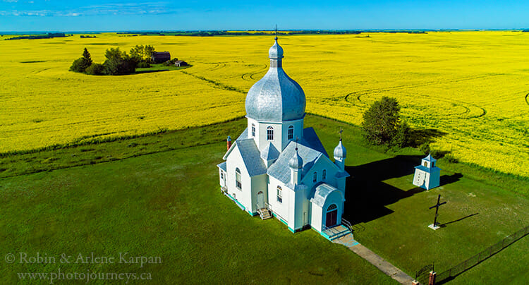 Smuts church, Saskatchewan, taken from drone