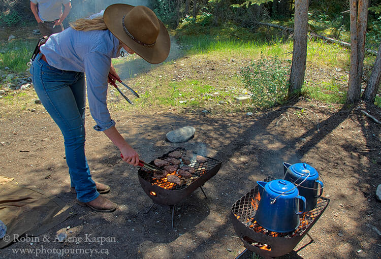 Lunch on backcountry horseback adventure in Banff