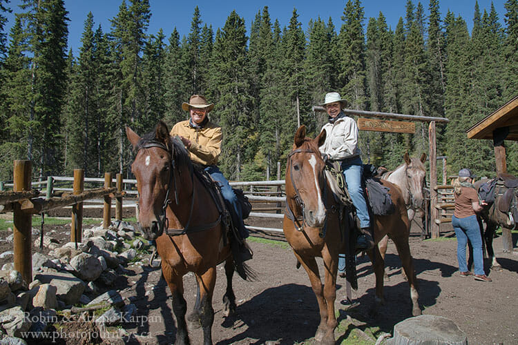 Robin and Arlene on Banff horseback adventure