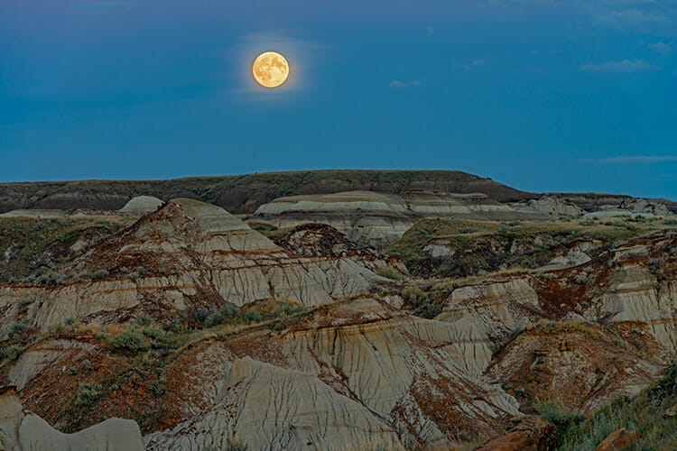 Full moon, Dinosaur Provincial Park, Alberta
