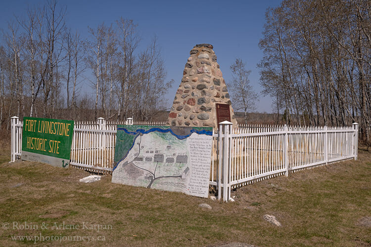 Historic marker at Fort Livingstone National Historic Site, Saskatchewan