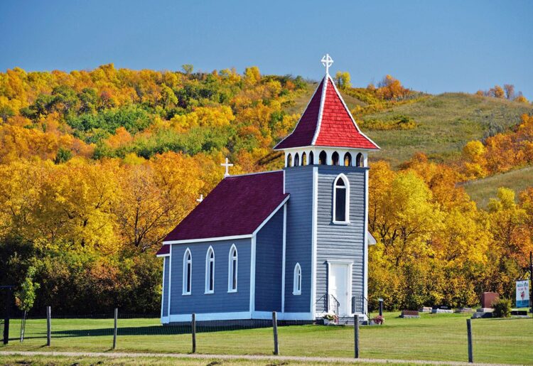 St. Nicolas Kennel Church near Craven, Saskatchewan, fall colours