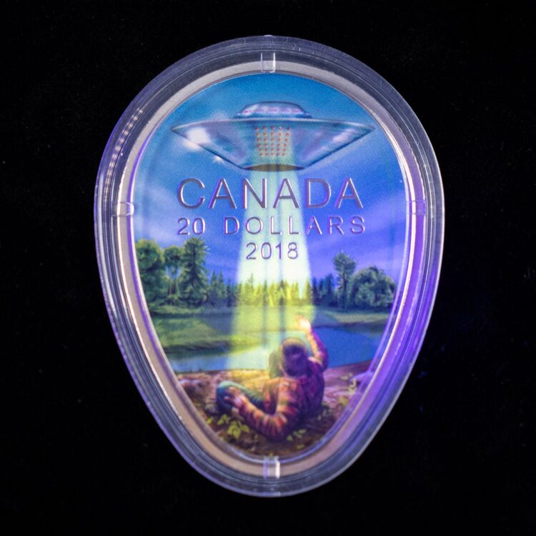 Coin commemorating UFO landing at Whiteshell Provincial Park, Manitoba