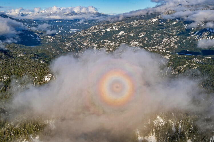 Pilot's Sky rainbow effect in clouds, Squamish BC