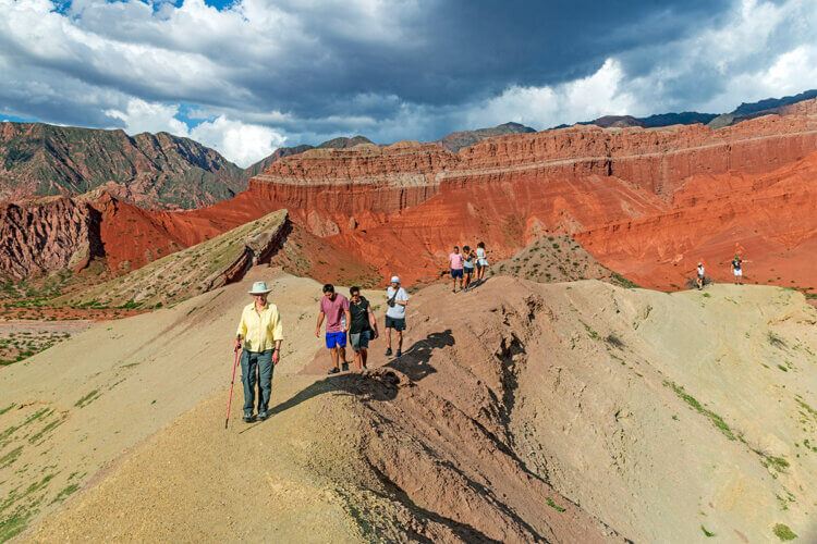 Hiking in the colourful canyons near Cafayate in northern Argentina.