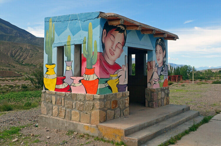 Bus shelter near Tilcara, Argentina.