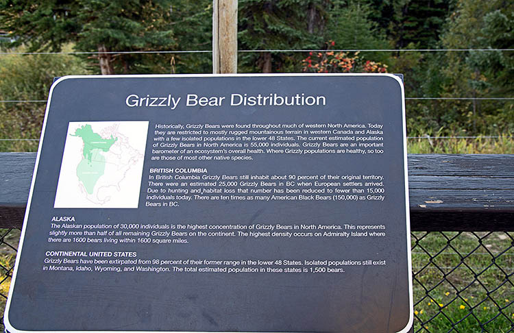 Grizzly bear information panel, Grizzly Bear Refuge, Golden, BC