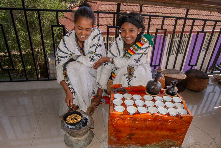 roasting coffee beans, Ethiopia