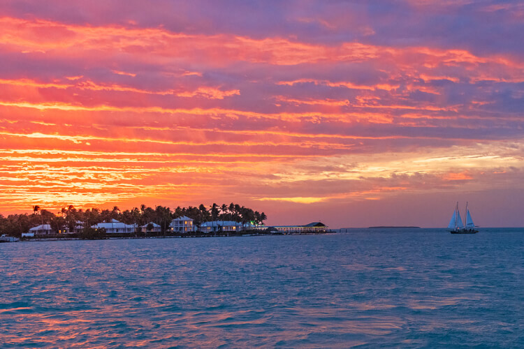 Sunset over Key West, Florida.