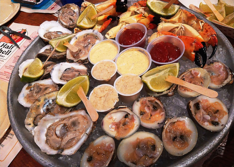 Appetizers at the Half Shell Raw Bar, Key West, FL