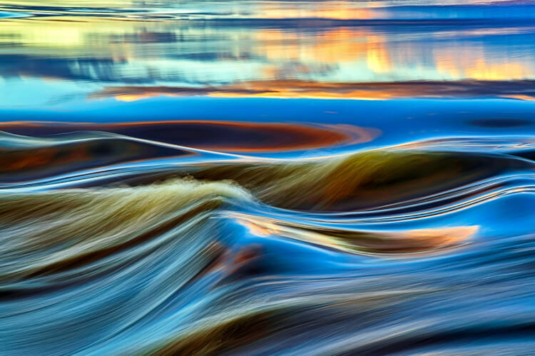 Abstract photography showing waves on the Churchill River, Saskatchewan.