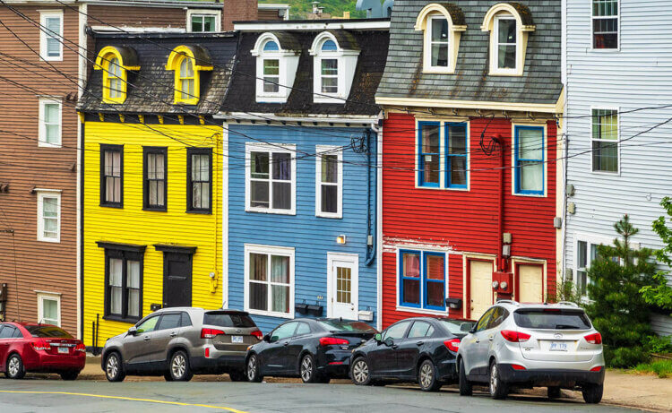 Jellybean houses in downtown St. John's, Newfoundland.