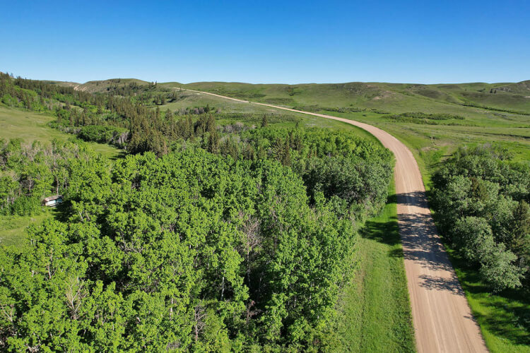 Chimney Coulee Road near Pine Cree Regional Park, Saskatchewan.