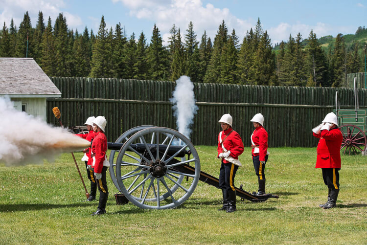 Firing the cannon, Fort Walsh National Historic Site, Saskatchewan.