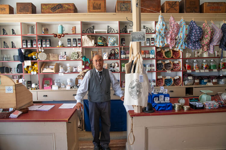 Storekeeper at Grant Store, King's Landing, New Brunswick.