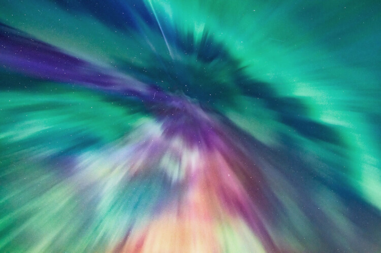 Northern lights straight up view, Saskatchewan, Canada