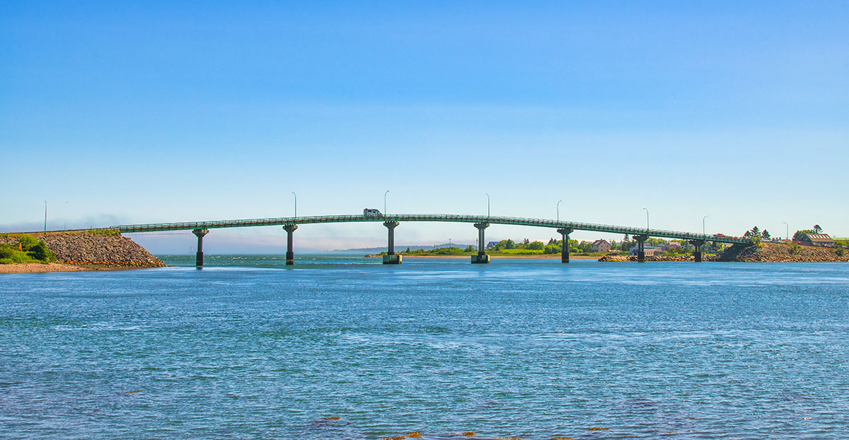 The FDR International Bridge connects Campobello Island with Lubec, Maine.