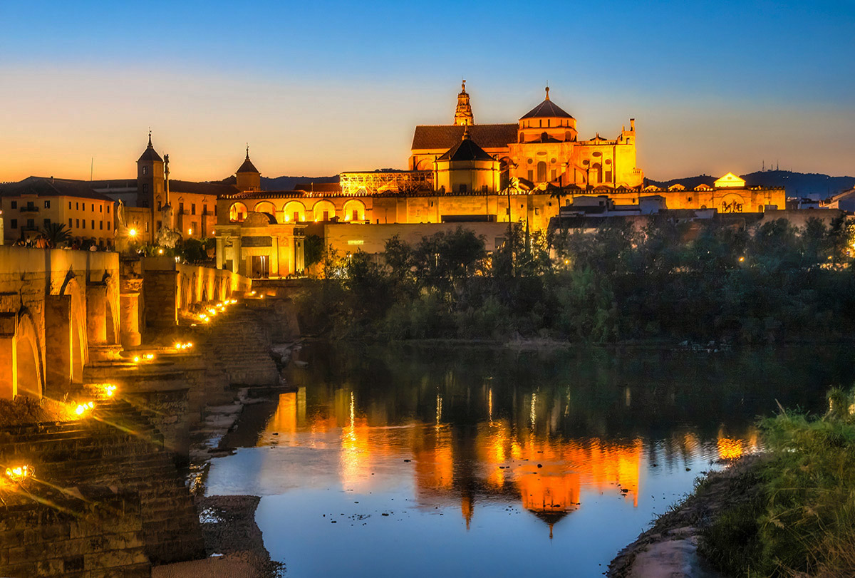 Great Mosque of Cordoba and Roman Bridge, Spain.