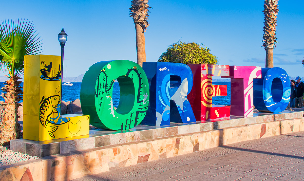 Loreto waterfront sign, Baja California Sur, Mexico