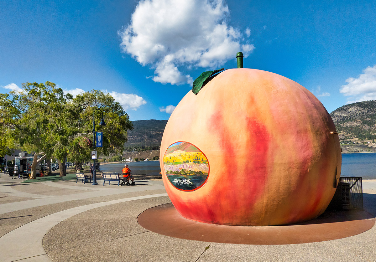 Giant Peach on the beach, Penticton, BC.