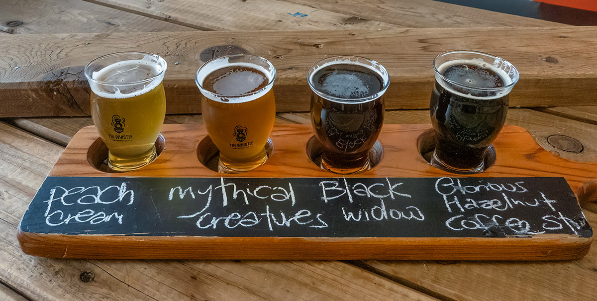 Beer flight, Tin Whistle Brewery, Penticton, BC