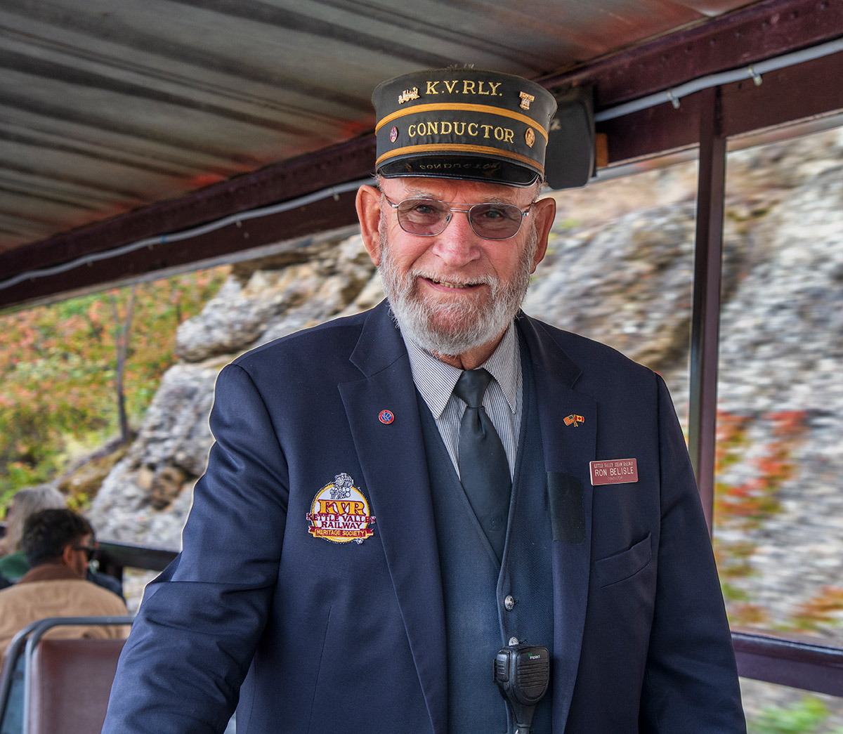 Conductor on the Kettle Valley Steam Railway, Summerland, BC
