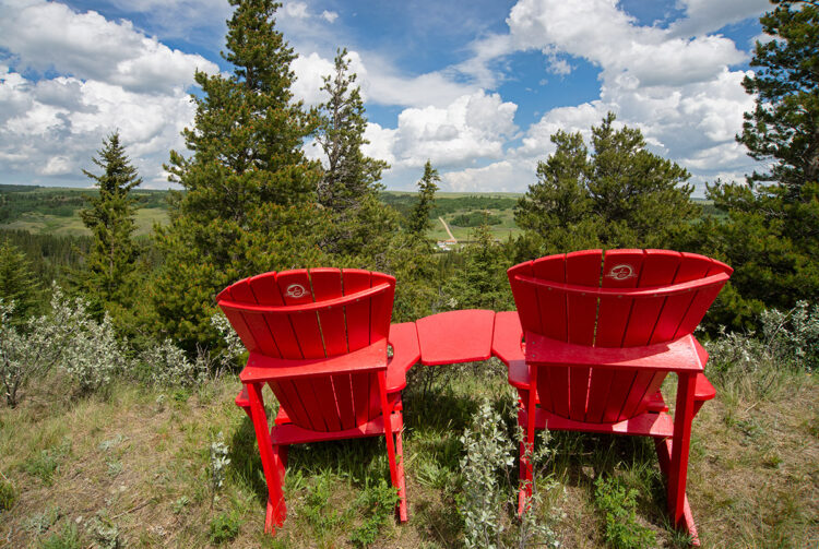 Parks Canada red chairs, Fort Walsh National Historic Site, SK