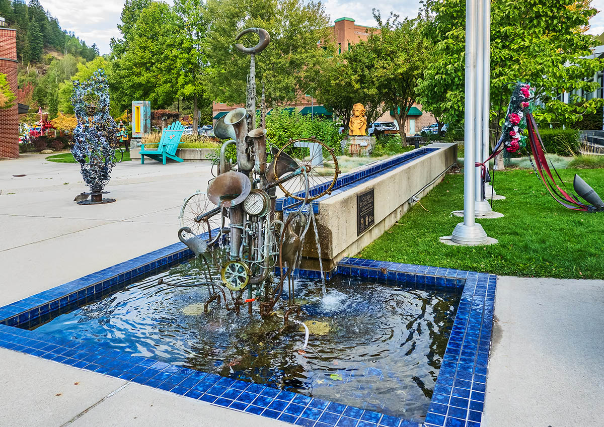 Sculptures in front of City Hall, Castlegar, BC