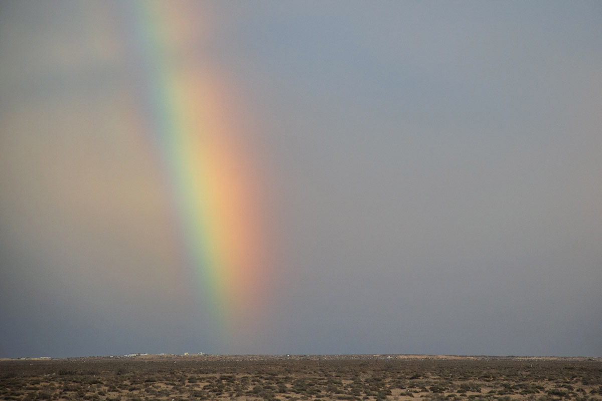 Rainbow over the desert near Guerrero Negro, Mexico