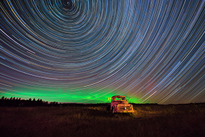 Truck and star trails