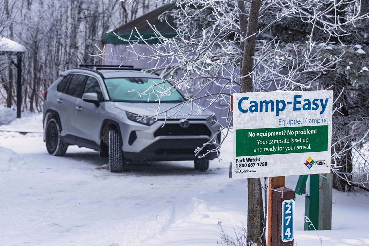 winter camping site at a yurt, Saskatchewan