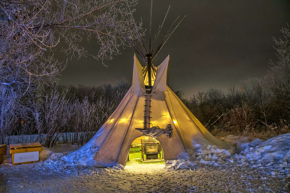 Tipi warming shelter, Echo Valley Provincial Park, Saskatchewan