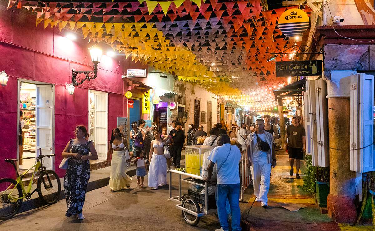 Cartagena street at night