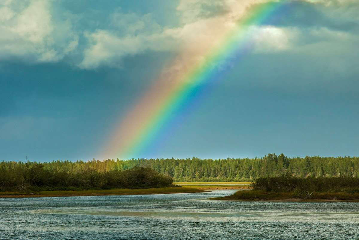 Rainbow on the Waterfound River, Saskatchewan.