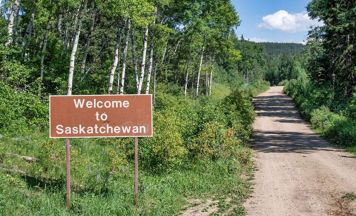 Battle Creek Road entering Saskatchewan.